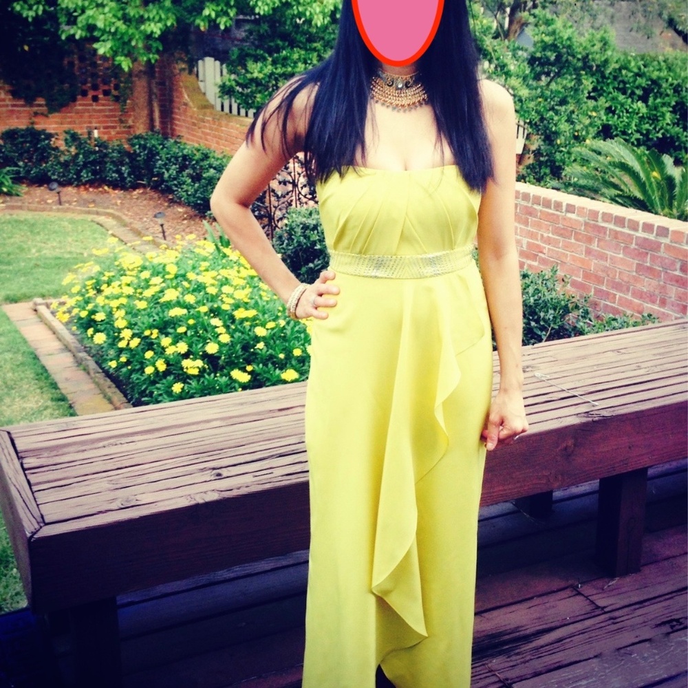 Yellow Strapless Evening Gown by Nicole Miller